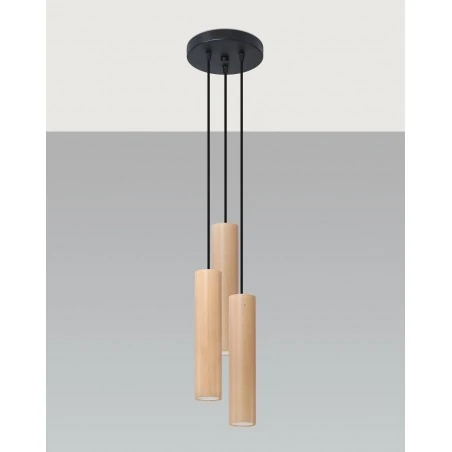 Oswietlenie-sufitowe - drewniana wisząca lampa 3xgu10 lino 3p sl.1012 sollux lighting 