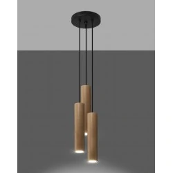 Oswietlenie-sufitowe - drewniana wisząca lampa 3xgu10 lino 3p sl.1012 sollux lighting 