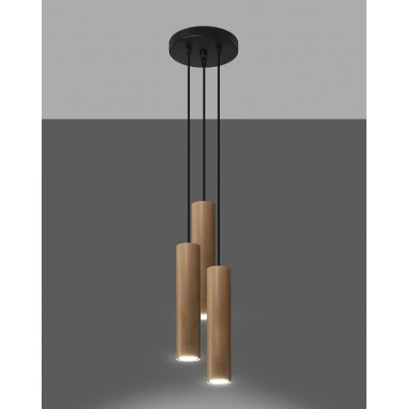 Oswietlenie-sufitowe - drewniana wisząca lampa 3xgu10 lino 3p sl.1012 sollux lighting 