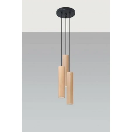 Oswietlenie-sufitowe - drewniana wisząca lampa 3xgu10 lino 3p sl.1012 sollux lighting 