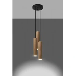 Oswietlenie-sufitowe - drewniana wisząca lampa 3xgu10 lino 3p sl.1012 sollux lighting 