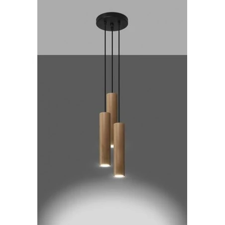 Oswietlenie-sufitowe - drewniana wisząca lampa 3xgu10 lino 3p sl.1012 sollux lighting 