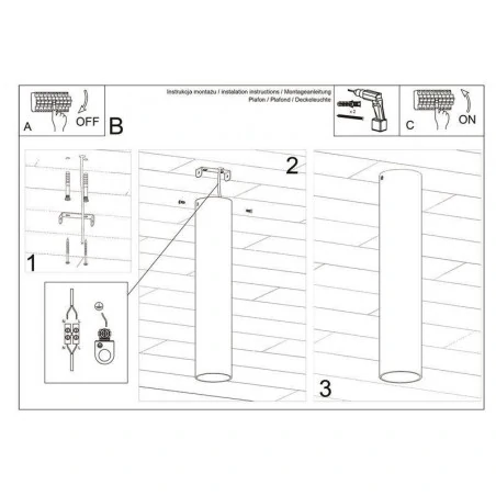 Oswietlenie-sufitowe - oprawa downlight tuba długa czarna gu10 lagos 40cm sl.1002 sollux 
