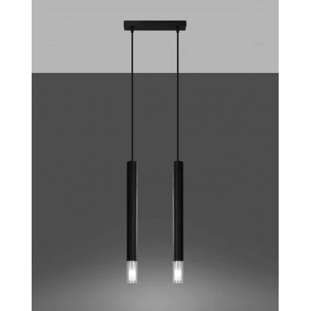 Oswietlenie-sufitowe - czarna lampa wisząca 2xg9 wezyr sl.0961 sollux lighting 