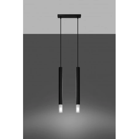 Oswietlenie-sufitowe - czarna lampa wisząca 2xg9 wezyr sl.0961 sollux lighting 