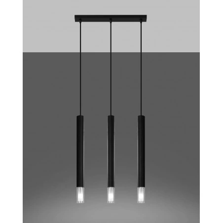 Oswietlenie-sufitowe - czarna lampa wisząca 3xg9 wezyr sl.0962 sollux lighting 
