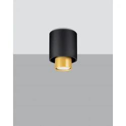 Kinkiety-do-salonu - sl.0982 kiniet czarno-złota tuba downlight gu10 nesi sollux 