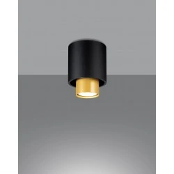 Kinkiety-do-salonu - sl.0982 kiniet czarno-złota tuba downlight gu10 nesi sollux 