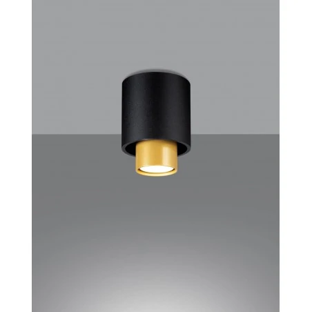 Kinkiety-do-salonu - sl.0982 kiniet czarno-złota tuba downlight gu10 nesi sollux 