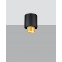 Kinkiety-do-salonu - sl.0982 kiniet czarno-złota tuba downlight gu10 nesi sollux 
