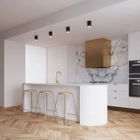 Kinkiety-do-salonu - sl.0982 kiniet czarno-złota tuba downlight gu10 nesi sollux 