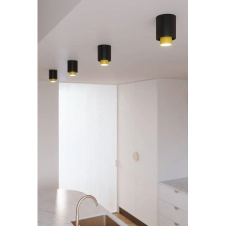 Kinkiety-do-salonu - sl.0982 kiniet czarno-złota tuba downlight gu10 nesi sollux 