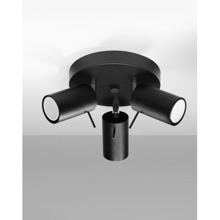 Lampy-sufitowe - czarny plafon z 3 kloszami ring sl.1016 sollux lighting 