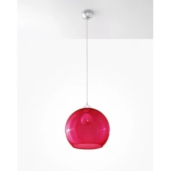 Oswietlenie-sufitowe - szklana czerwona lampa wisząca ball sl.0253 sollux lighting 