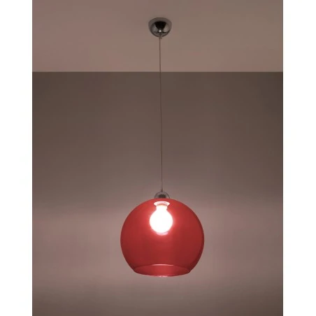 Oswietlenie-sufitowe - szklana czerwona lampa wisząca ball sl.0253 sollux lighting 