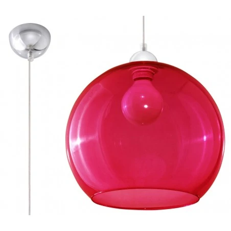 Oswietlenie-sufitowe - szklana czerwona lampa wisząca ball sl.0253 sollux lighting 
