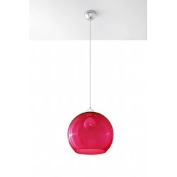 Oswietlenie-sufitowe - szklana czerwona lampa wisząca ball sl.0253 sollux lighting 