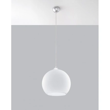 Lampy-sufitowe - sl.0256 lampa wisząca ball biała kula szklana 1xe27 sollux 