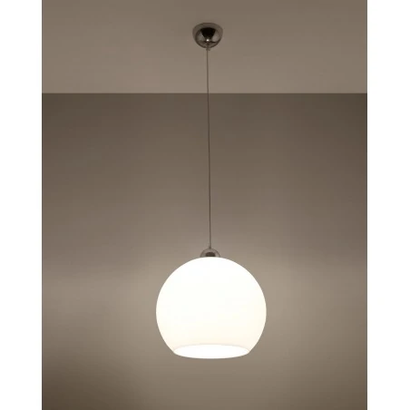Lampy-sufitowe - sl.0256 lampa wisząca ball biała kula szklana 1xe27 sollux 