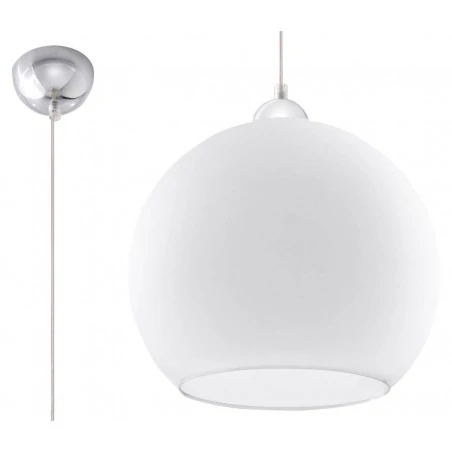 Lampy-sufitowe - sl.0256 lampa wisząca ball biała kula szklana 1xe27 sollux 