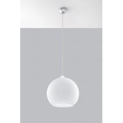 Lampy-sufitowe - sl.0256 lampa wisząca ball biała kula szklana 1xe27 sollux 