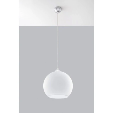 Lampy-sufitowe - sl.0256 lampa wisząca ball biała kula szklana 1xe27 sollux 