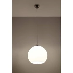 Lampy-sufitowe - sl.0256 lampa wisząca ball biała kula szklana 1xe27 sollux 