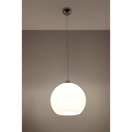 Lampy-sufitowe - sl.0256 lampa wisząca ball biała kula szklana 1xe27 sollux 