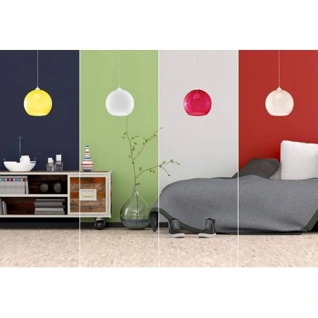 Lampy-sufitowe - sl.0256 lampa wisząca ball biała kula szklana 1xe27 sollux 