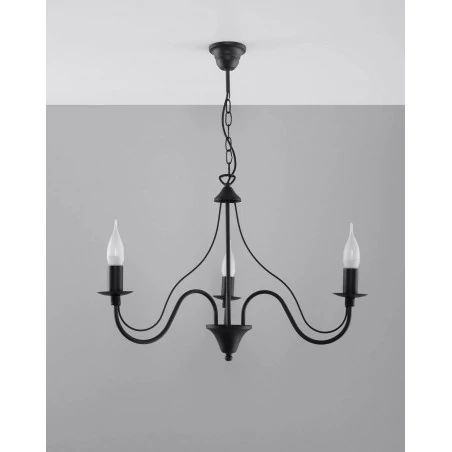 Lampy-sufitowe - czarny żyrandol 3 ramiona e14 minerwa sl.0217 sollux lighting 
