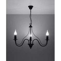 Lampy-sufitowe - czarny żyrandol 3 ramiona e14 minerwa sl.0217 sollux lighting 