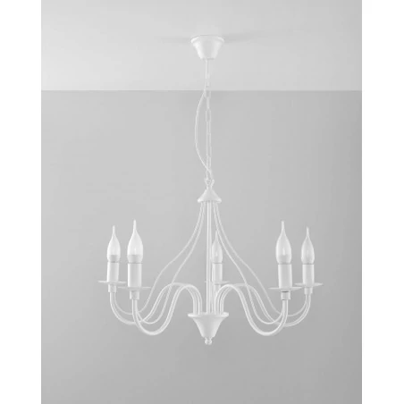 Lampy-sufitowe - biały żyrandol 5 ramion e14 minerwa sl.0214 sollux lighting 