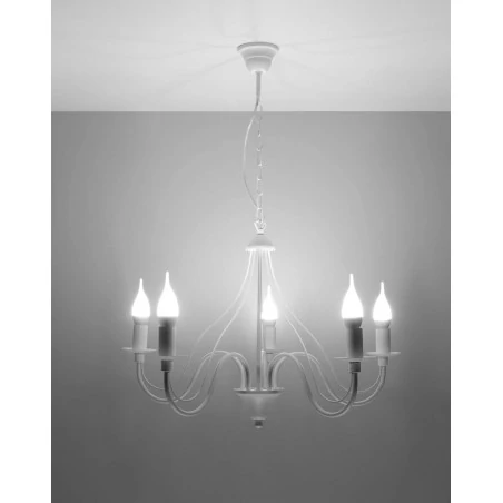 Lampy-sufitowe - biały żyrandol 5 ramion e14 minerwa sl.0214 sollux lighting 