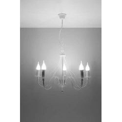 Lampy-sufitowe - biały żyrandol 5 ramion e14 minerwa sl.0214 sollux lighting 