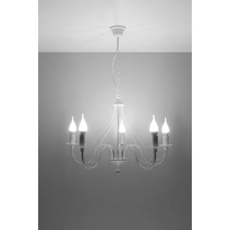 Lampy-sufitowe - biały żyrandol 5 ramion e14 minerwa sl.0214 sollux lighting 