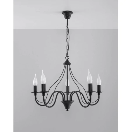 Lampy-sufitowe - czarny żyrandol 5 ramion e14 minerwa sl.0218 sollux lighting 