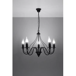 Lampy-sufitowe - czarny żyrandol 5 ramion e14 minerwa sl.0218 sollux lighting 