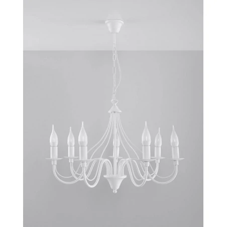 Lampy-sufitowe - biały żyrandol 7 ramion e14 minerwa sl.0215 sollux lighting 