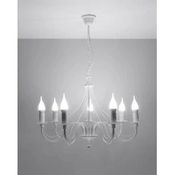 Lampy-sufitowe - biały żyrandol 7 ramion e14 minerwa sl.0215 sollux lighting 