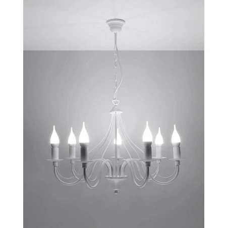Lampy-sufitowe - biały żyrandol 7 ramion e14 minerwa sl.0215 sollux lighting 