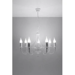 Lampy-sufitowe - biały żyrandol 7 ramion e14 minerwa sl.0215 sollux lighting 