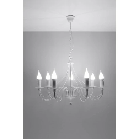 Lampy-sufitowe - biały żyrandol 7 ramion e14 minerwa sl.0215 sollux lighting 