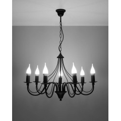 Lampy-sufitowe - żyrandol czarny 7 ramion e14 minerwa sl.0219 sollux lighting 