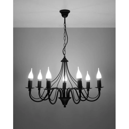 Lampy-sufitowe - żyrandol czarny 7 ramion e14 minerwa sl.0219 sollux lighting 