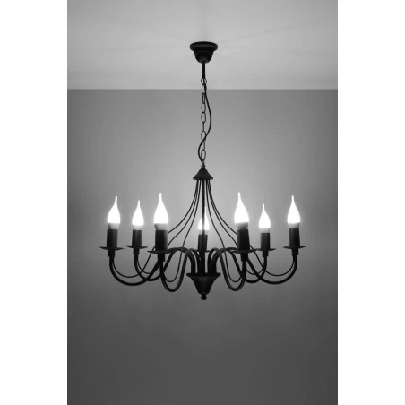 Lampy-sufitowe - żyrandol czarny 7 ramion e14 minerwa sl.0219 sollux lighting 