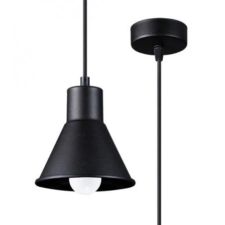 Lampy-sufitowe - sl.0985 prosta czarna lampa wisząca e27 taleja 1 sollux 