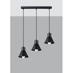 Lampy-sufitowe - sl.0986 czarna lampa wisząca potrójna zwis do kuchni taleja 3 x e27 sollux 