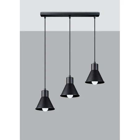 Lampy-sufitowe - sl.0986 czarna lampa wisząca potrójna zwis do kuchni taleja 3 x e27 sollux 