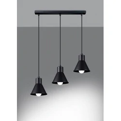 Lampy-sufitowe - sl.0986 czarna lampa wisząca potrójna zwis do kuchni taleja 3 x e27 sollux 