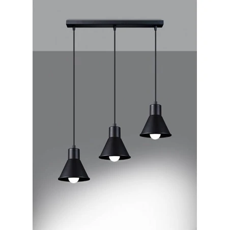 Lampy-sufitowe - sl.0986 czarna lampa wisząca potrójna zwis do kuchni taleja 3 x e27 sollux 